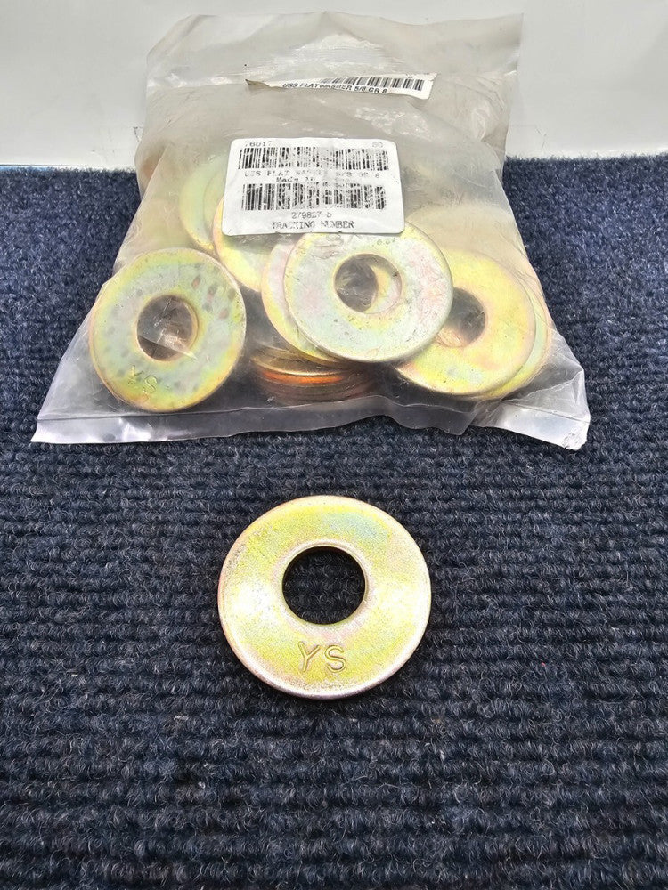 (50 PIECES) 76017 USS Flat Washers 5/8 Grade 8 Steel Zinc Yellow
