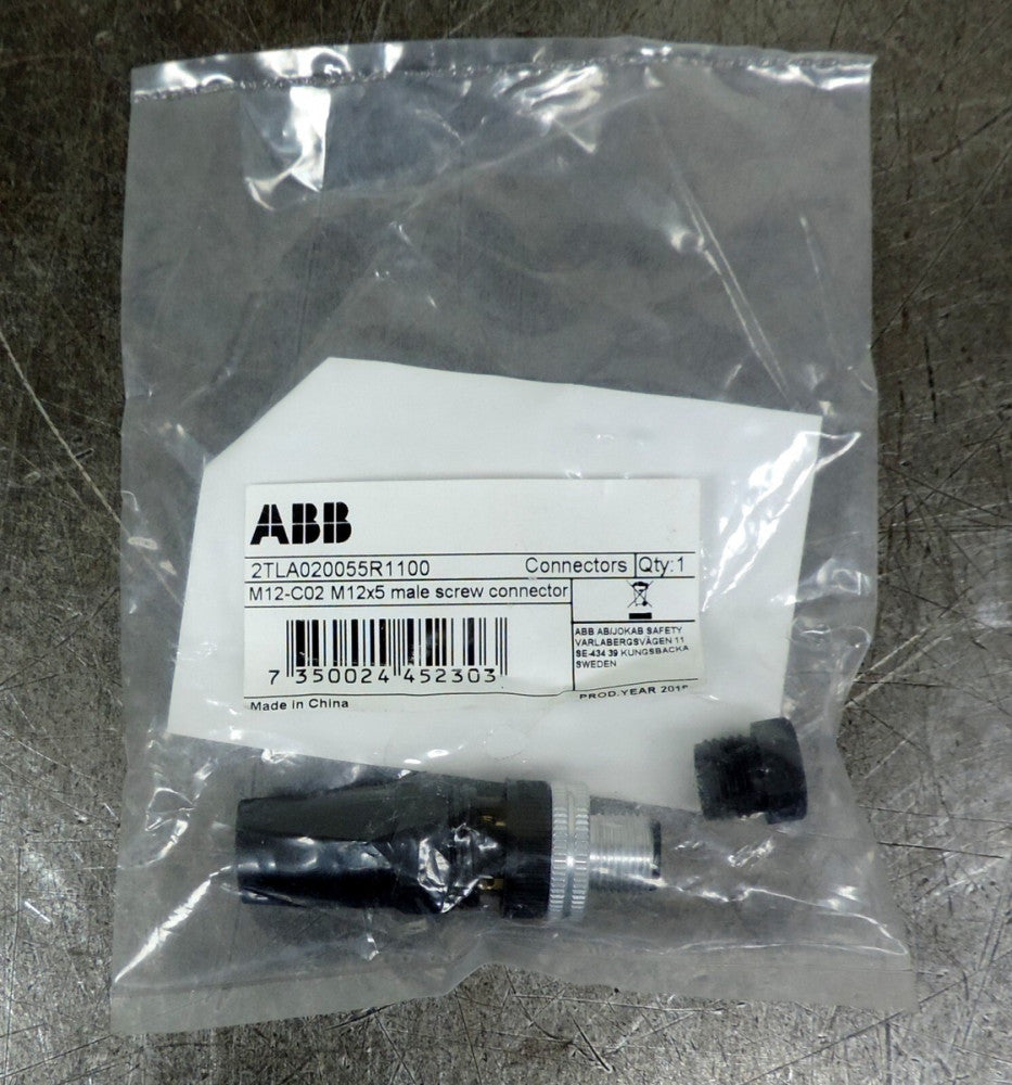 ABB 2TLA020055R1100 M12-C02 M12X5 Male Screw Connector