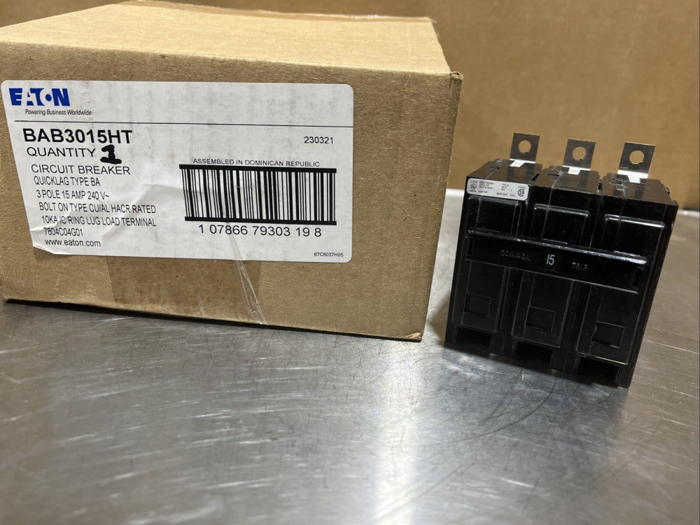 WESTINGHOUSE BAB3015HT CIRCUIT BREAKER 15AMP 3POLE 240VAC Nos Surplus