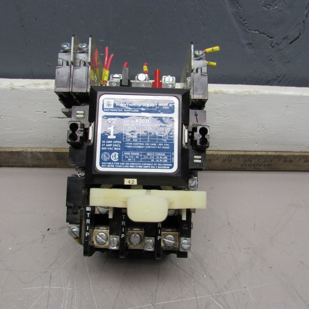 TELEMECANIQUE A203C SIZE 1 STARTER ,120V COIL,NICE USED TAKEOUT! MAKE OFFER!