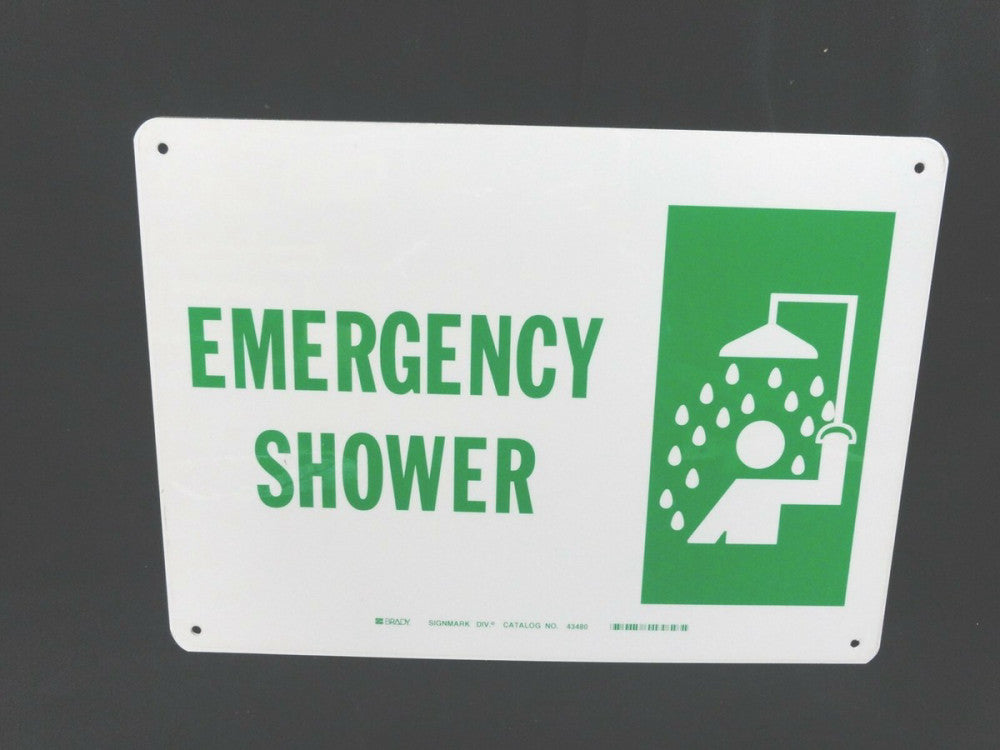 BRADY - EMERGENCY SHOWER SIGN - METAL - PN: 43480 - MEASURES 14" X 10" - NEW!!