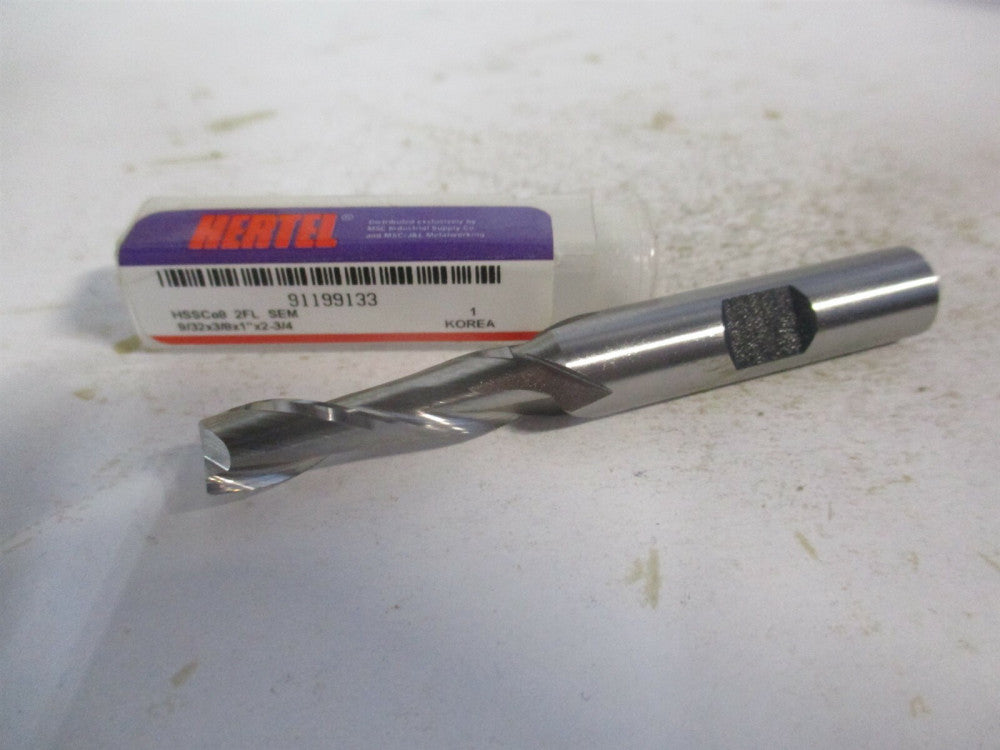 (E299914090) 9/32" x 1" x 3/8" x 2-3/4" OAL 2 Flute Cobalt Square End Mill 