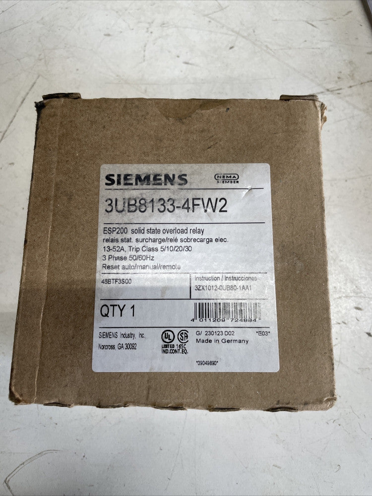 New! Siemens 3UBB133-4FW2 Electronic Overload Relay