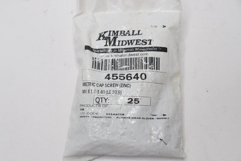 (25-Pk) Kimball Midwest USS Hex Head Cap Screw M6 x 1.0 x 40 455640