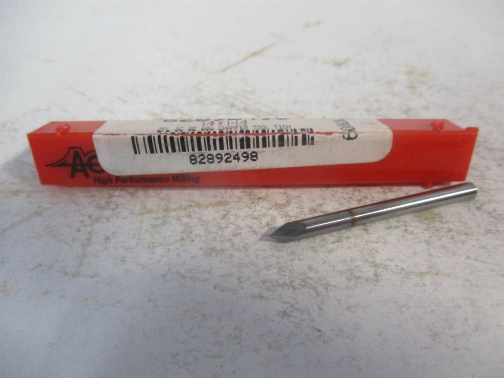 (921250060C4) 1/8" x 1/8" x 1-1/2" OAL 60° 2-Flute Solid Carbide Chamfer Mill 