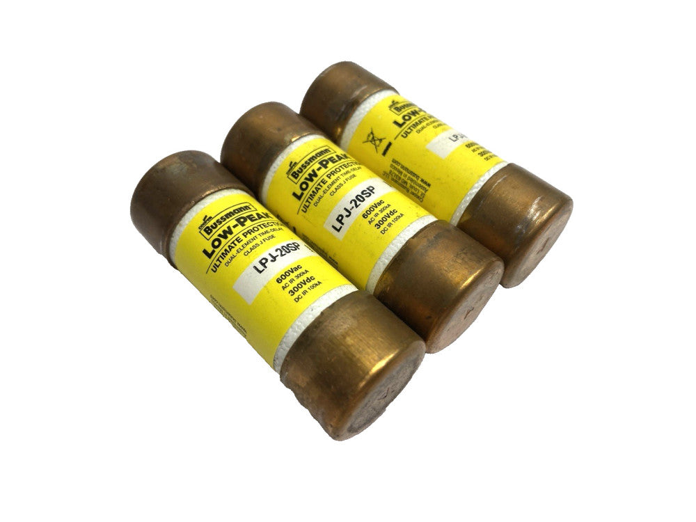 Bussmann LPJ-20SP Low-Peak Time Delay Dual Element Fuse Class J 20A LOT OF 3