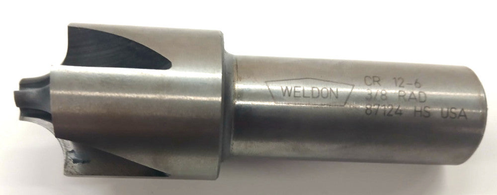WELDON CORNER ROUNDING END MILL 3/8 RADIUS HS 4 FLUTE OAL 3-3/4" CR 12-6