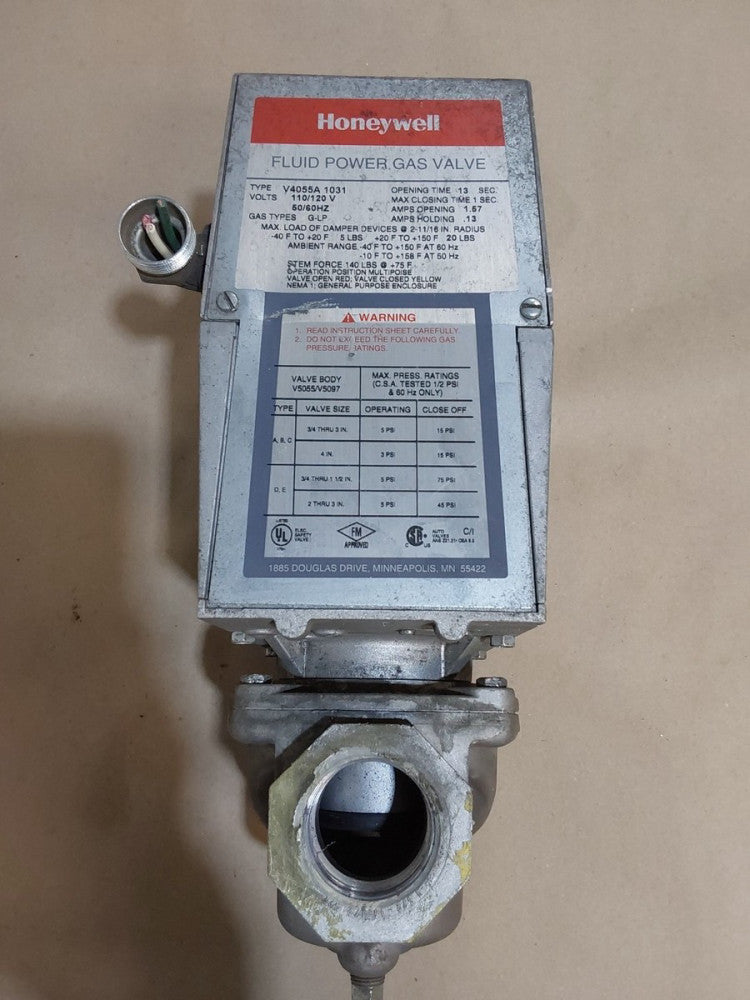 Honeywell V4055A 1031 Fluid Power Gas Valve 110/120V 50/60 & V5055A 1020...O13