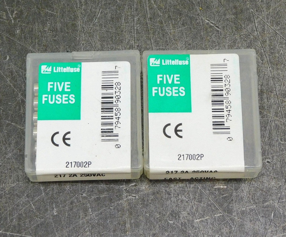 Littelfuse 217002P Glass Fast Acting Fuse 250V AC 2A Lot of Fifteen (15)