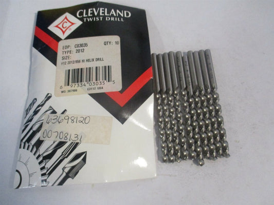 (C03035) #12 2-5/16 x 3-1/2" OAL 118° High Speed Steel Jobber Drill - Pack of 10