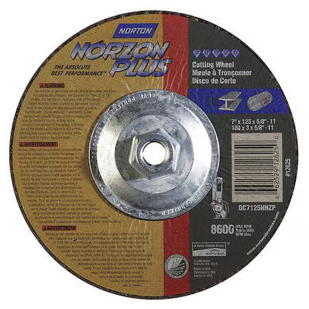 Norton Abrasives 66252912625 Depressed Center Cut-Off Wheel, Type 27, 7 In Dia,