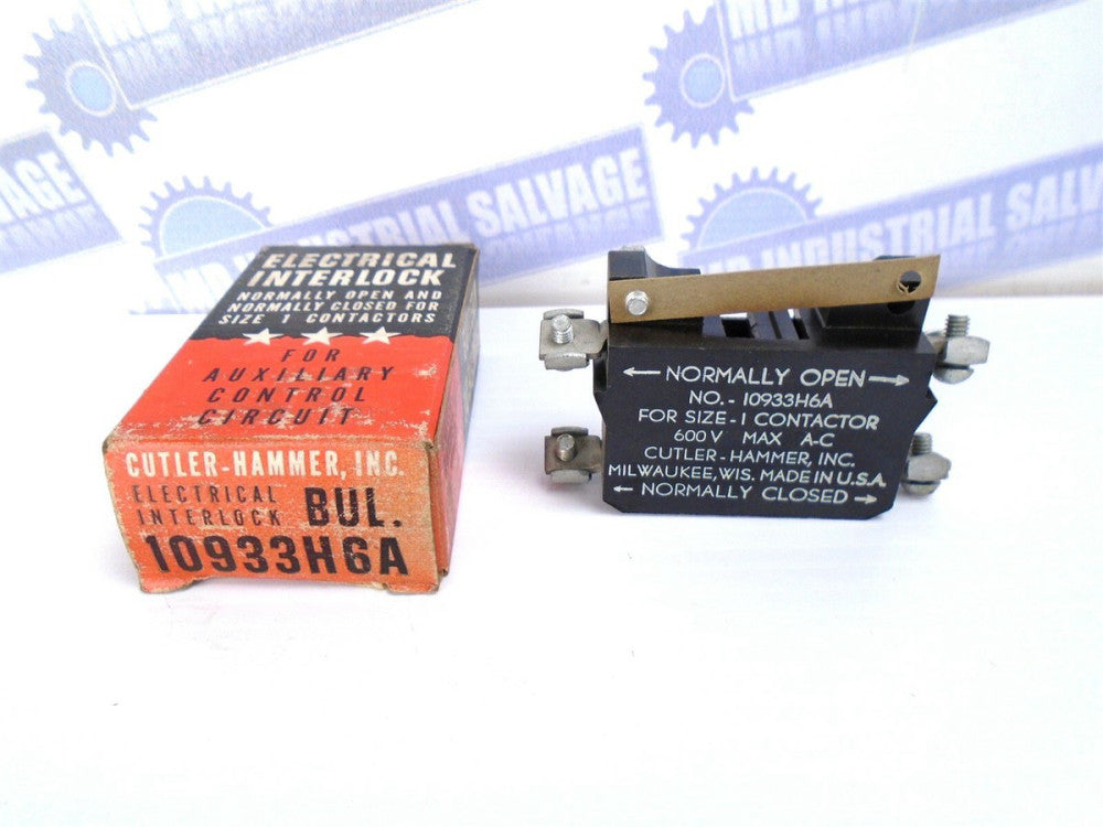 (NEW) Cutler-Hammer ELECTRICAL INTERLOCK N.C. & N.C. 600V For Size 1 # 10933H6A 