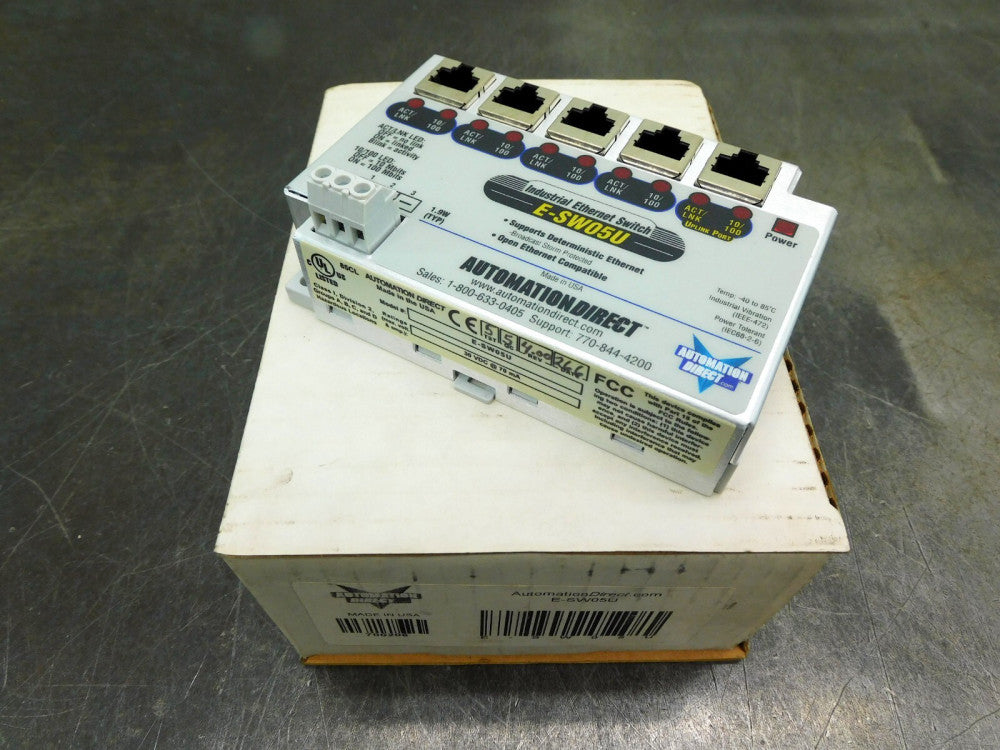 Automation Direct E-SW05U Industrial Unmanaged Ethernet Switch, 5-Port, 10-30VDC