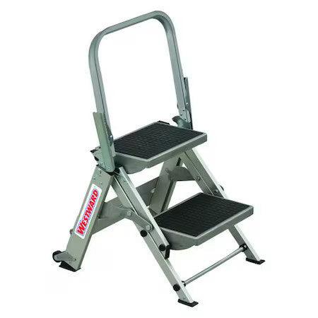 Westward 44Yy25 Folding Step, 2 Steps, 300 Lb Load Capacity, 18 In Overall
