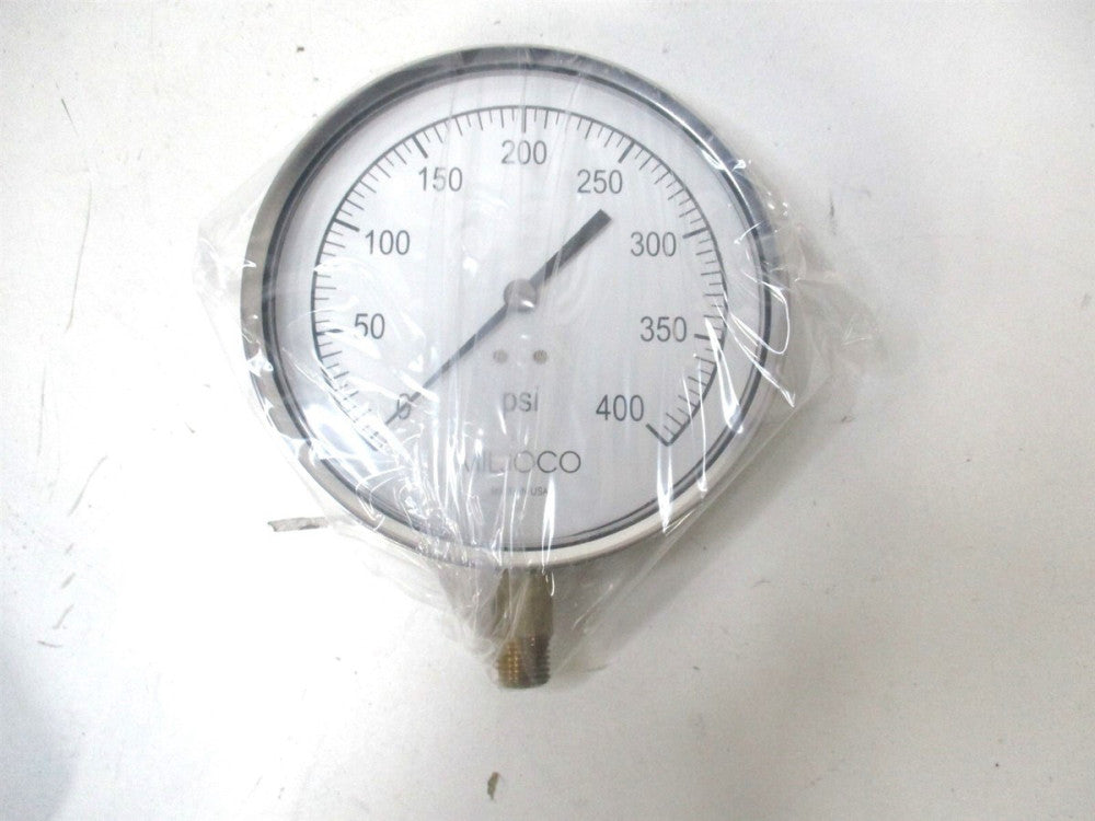 MILJOCO (P4598L09) 0-400 psi, 4-1/2In Face, Connect Sz 1/4" NPT Pressure Gauge 