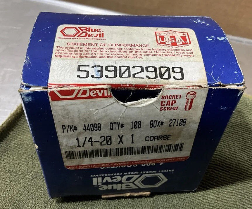 Blue Devil Socket Cap Screw 53902909 11pcs NOS SURPLUS Partial Case Of 11 Pcs