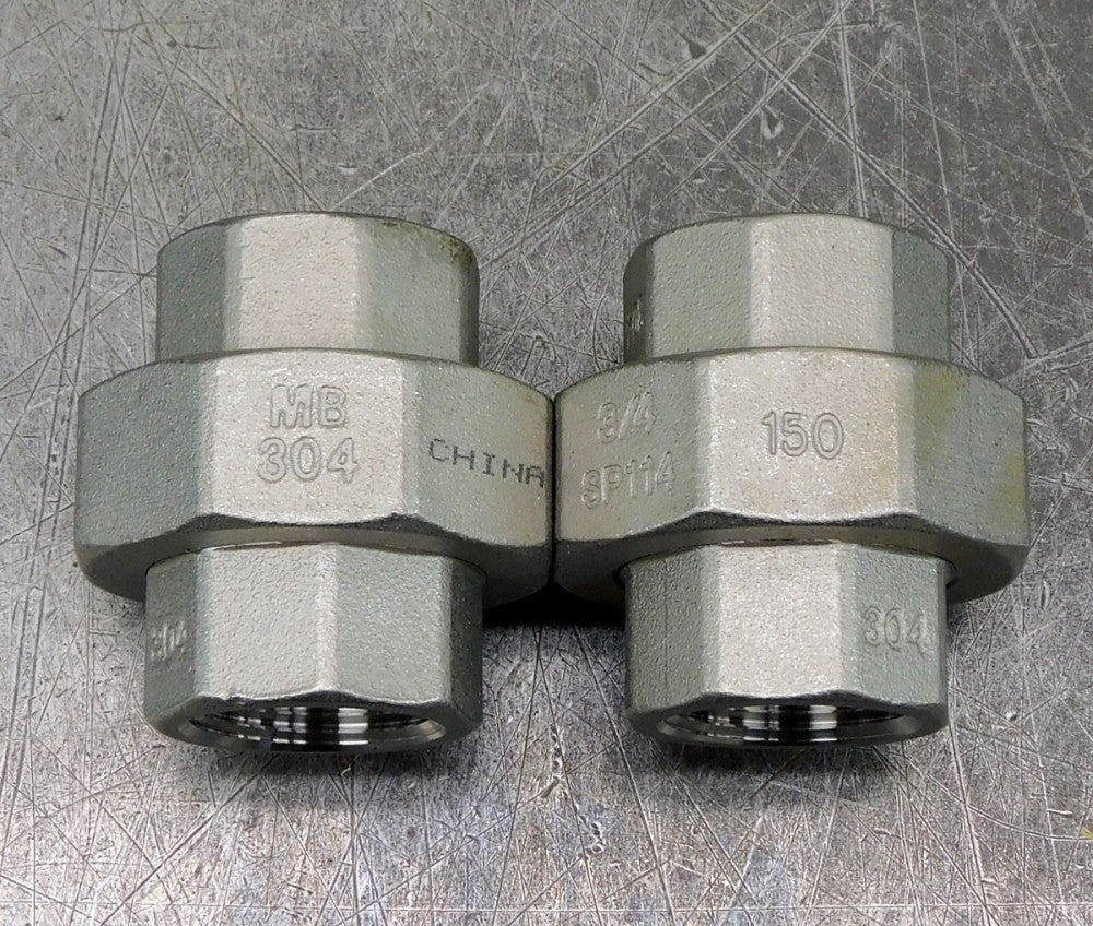 McMaster Carr 304 Stainless Steel Threaded Pipe Union Fitting 3/4" Lot of 2