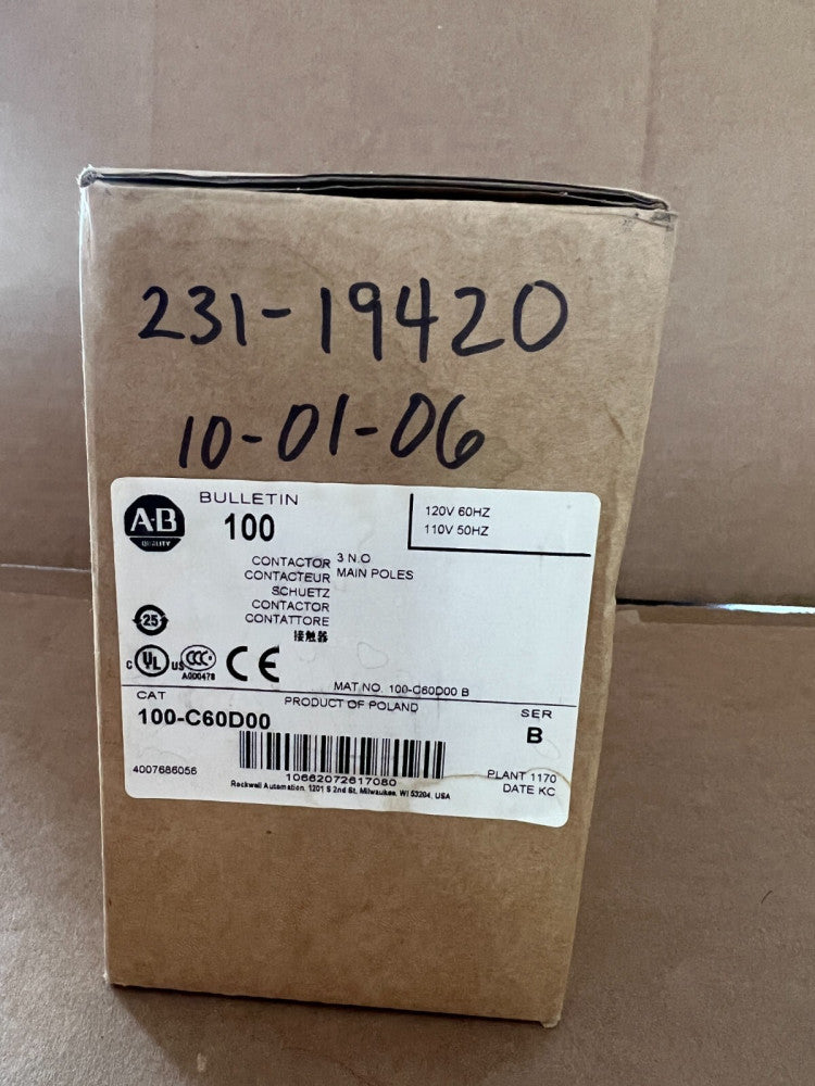 ALLEN BRADLEY, 100-C60D00, SERIES B, CONTACTOR MAKE OFFER!