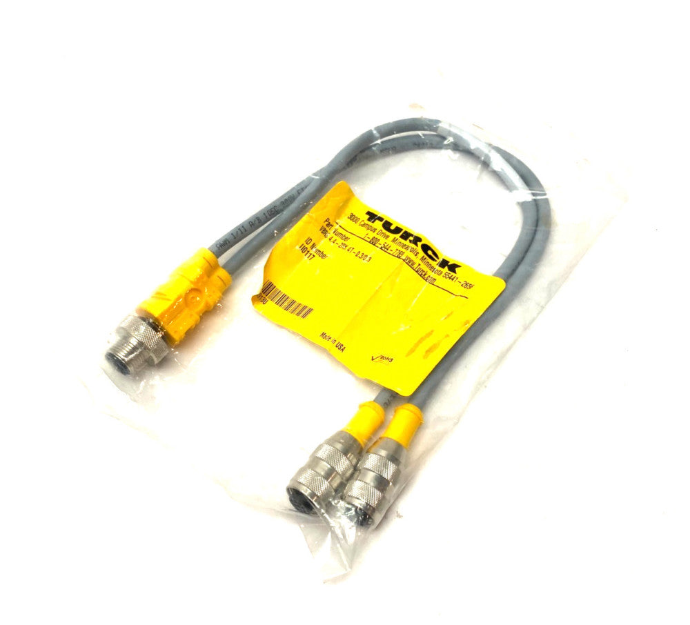 Turck VBRS 4.4-2RK 4T-0.3/0.3 2-Branch Splitter Cable, M M12 to 2x F M12, U0117