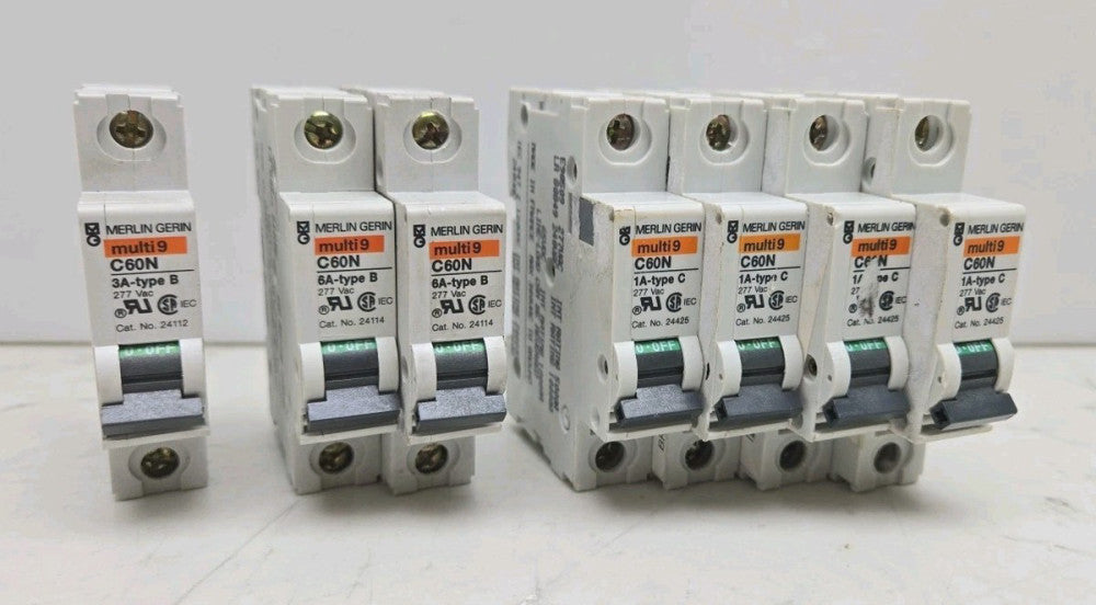 7 Pk Misc Lot Square D C60N 1A 3A 6A Circuit Breaker 24112 24114 24425 Merlin G