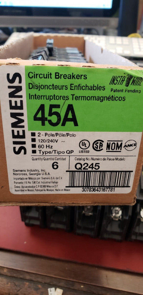 NEW. SIEMENS CIRCUIT BREAKER 2P, 45A, CAT# Q245 ( C1-5A)