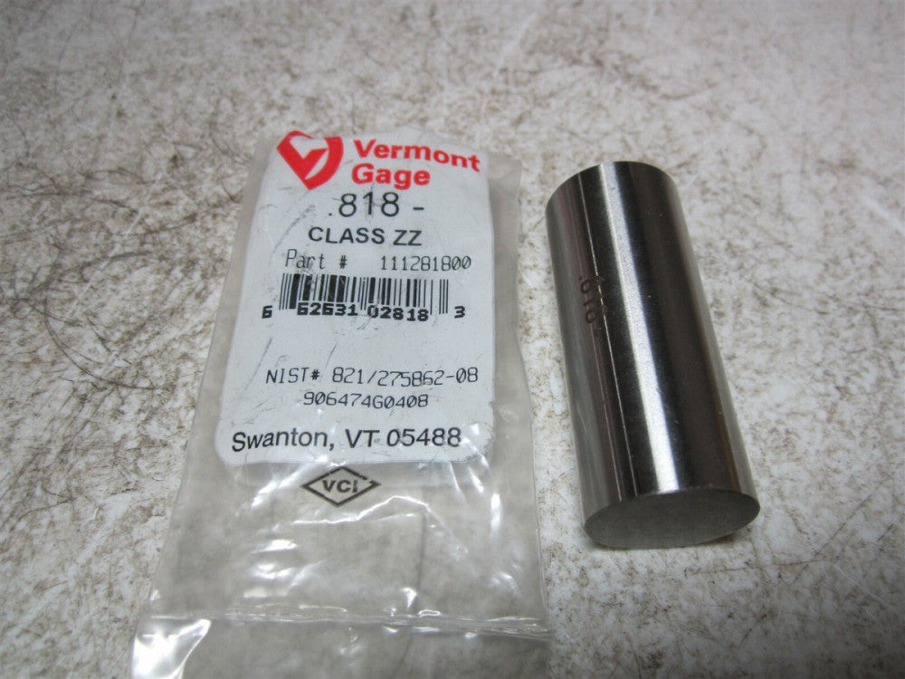 Vermont Gage (111281800) 0.818 Diameter Class ZZ Pin Gage