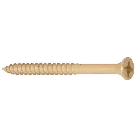 Zoro Select P55035-Pr Wood Screw, #9, 2 1/2 In, Durafast Steel Flat Head