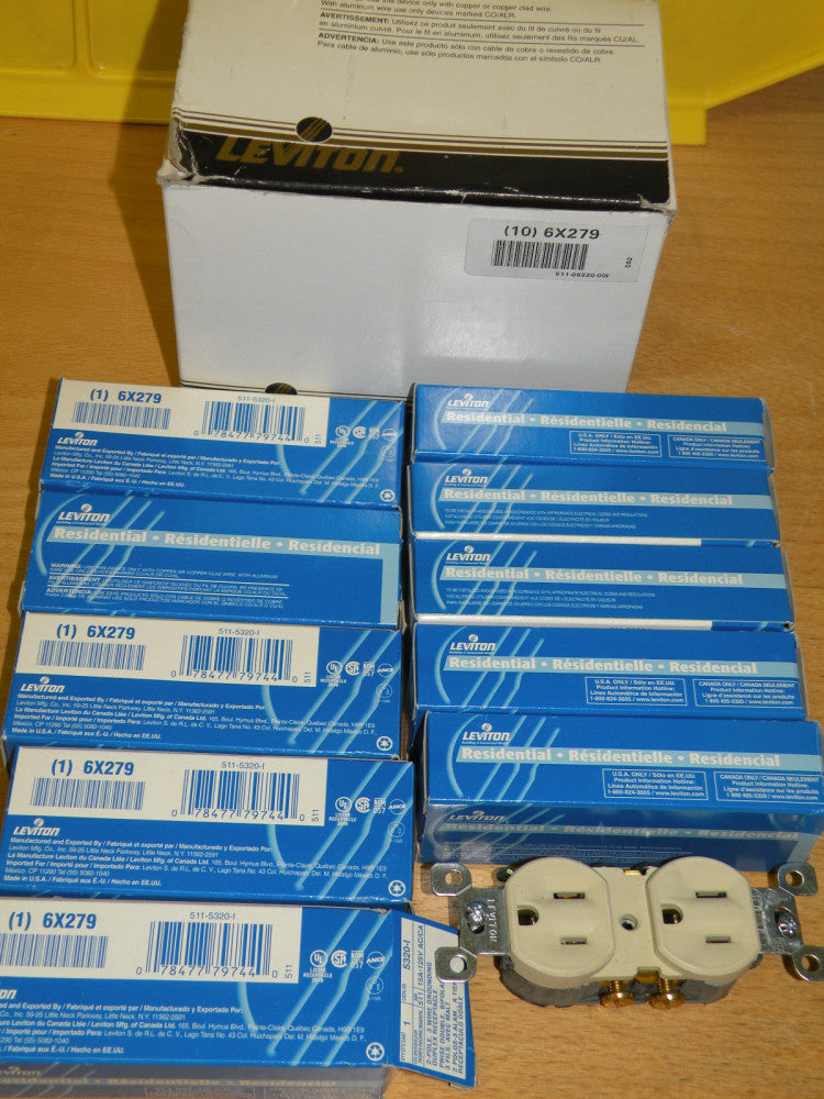 LEVITON 6X279 RESIDENTIAL WALL RECEPTACLE (LOT OF 10)
