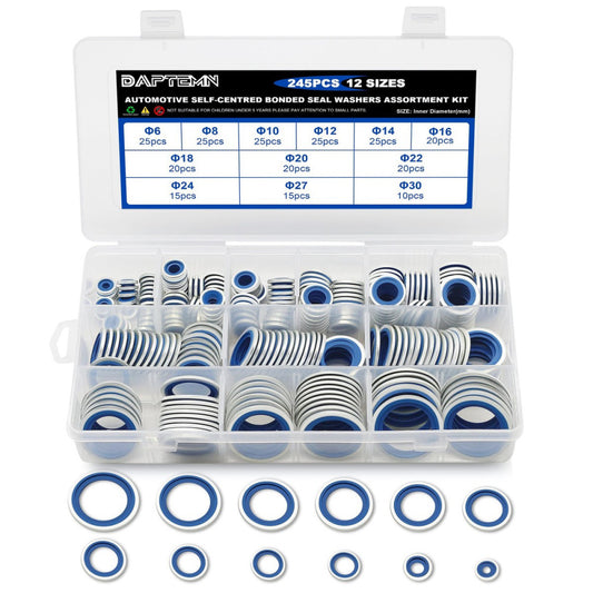 245PCS Metric Bonded Seal Dowty Washer, NBR -Plated Automotive -Centred Seal ...