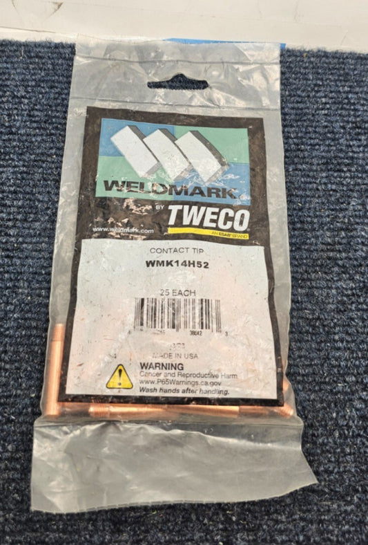 ( QTY 25 ) Weldmark Tweco WMK14H52: MIG Welding Contact Tips 13mm
