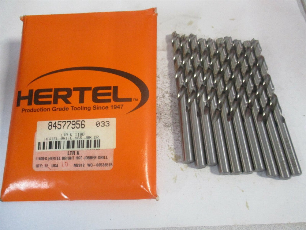 (84577956) Letter K x 2-15/16" x 4-1/4" OAL 118° HSS Jobber Drill - Pack of 10