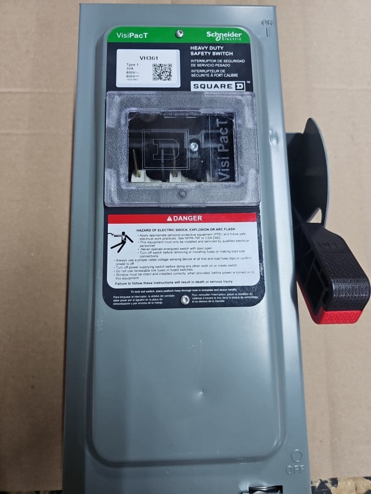 NEW Square D VisiPacT Heavy Duty Safety Switch 30A 600V Type 12 VH361