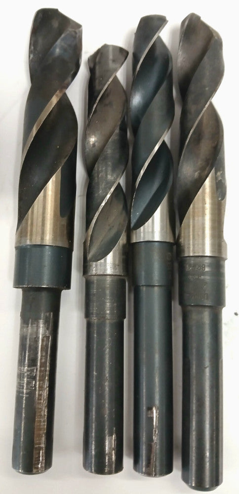 TAPER SHANK DRILL BIT ASSORTED  LOT OF 4 2 FLUTES HIGH SPEED STEEL