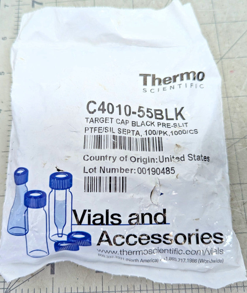 (100) Target Cap Black PRE-SLIT SEPTA 10-425 Autosampler Caps [OF52]