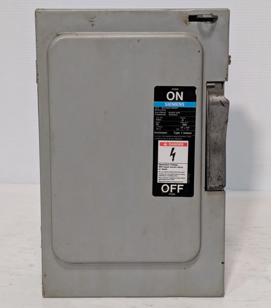 Siemens F-351 I-T-E heavy-duty indoor enclosed safety switch, series A, 30A, 3PH