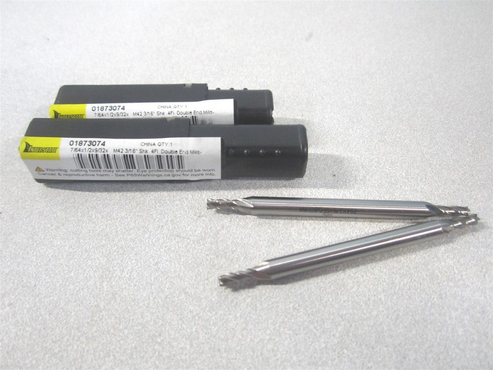 (723-4342) 7/64" x 9/32" x 3/16" x 2-5/8" OAL Cobalt 4Fl Square End Mill - Qty 2