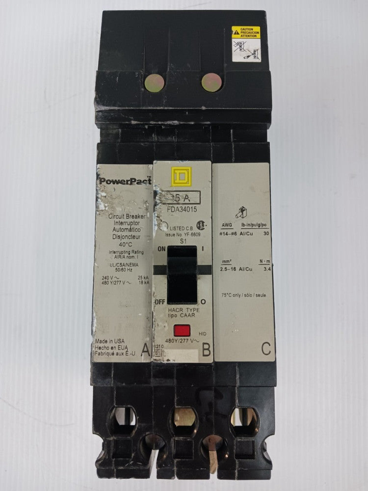 Square D PowerPact 15 Amp I-Line Circuit Breaker 3 Pole 480Y/277 VAC FDA34015