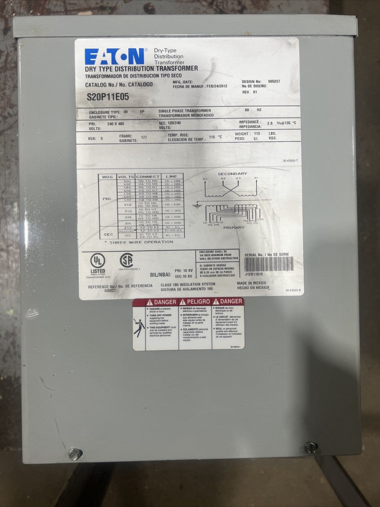 Eaton S20P11E05 Encapsulated Transformer - 5 kVA Single Phase Nos Surplus