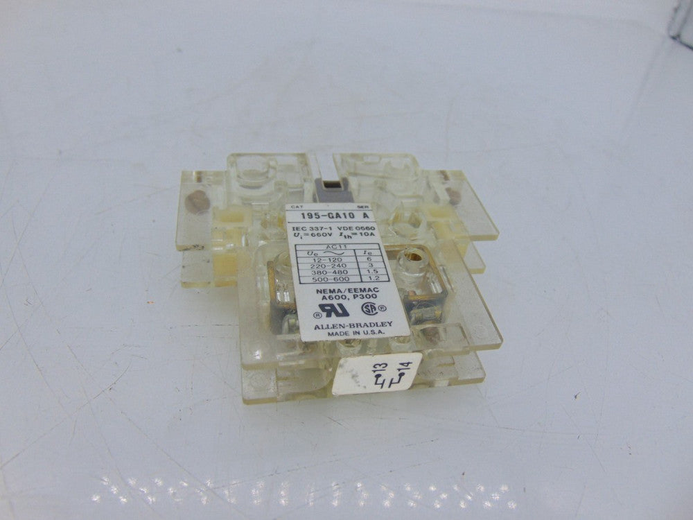ALLEN BRADLEY 195-GA10 SERIES A CONTACT BLOCK