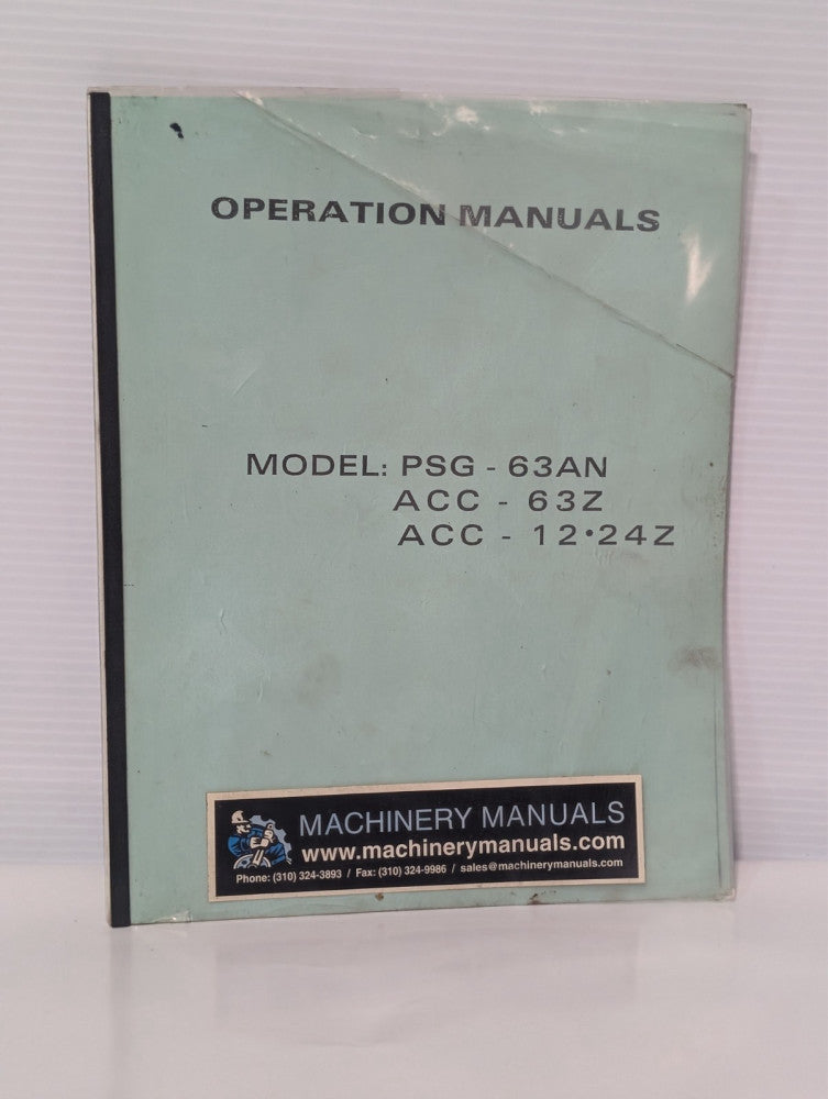 Okamoto Precision Grinding Machine PSG-63AN ACC-63Z ACC-12`24Z Operation Manuals