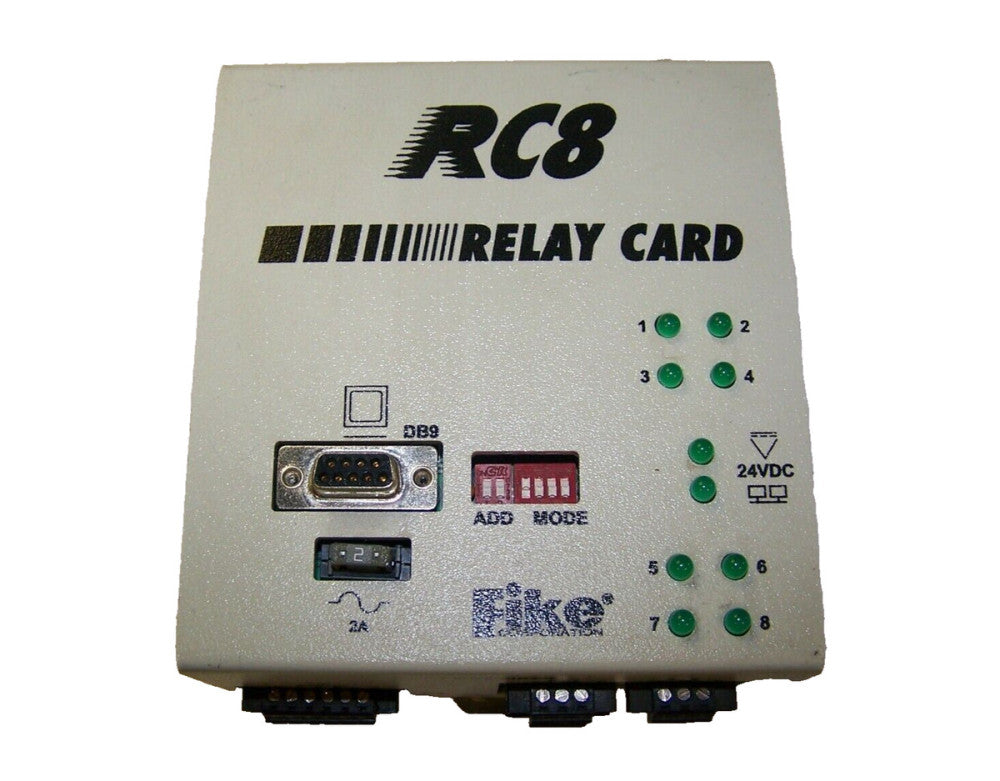 FIKE CORP RC8 RELAY CARD 18-30 VDC IN 300mA OUT 24 VDC @ 4A RELAY E10-0069