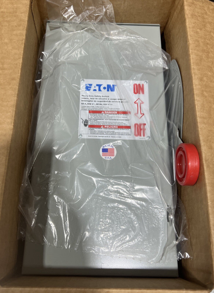 Eaton NSB DH262NRK Safety Switches DH 2P 60A 600V 50/60Hz 1Ph Fusible 3Wire NEMA