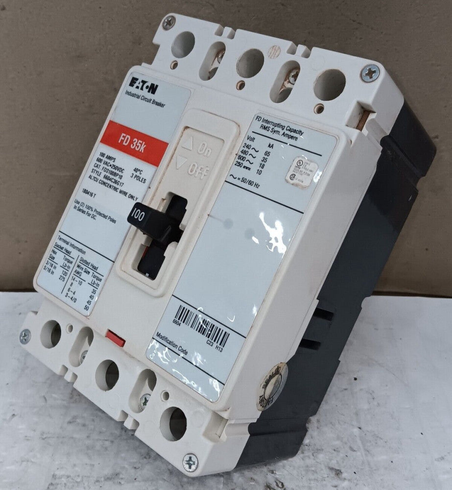 NEW EATON FD3100BP10 100 AMP CIRCUIT BREAKER 3 POLE 600 VAC