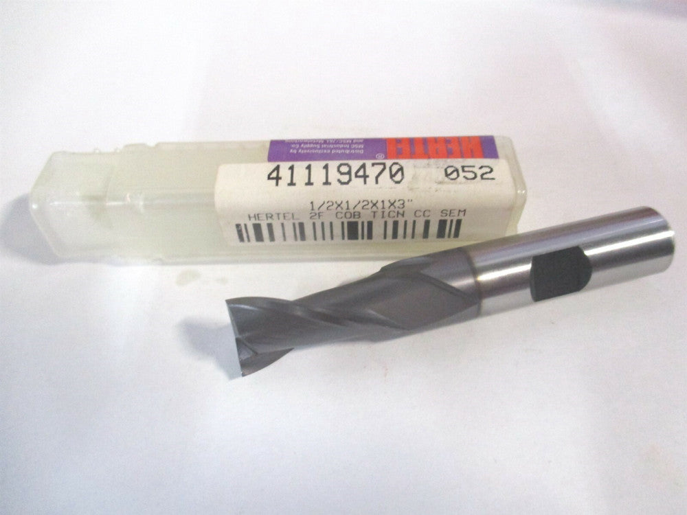 (E7030032) 1/2" x 1" x 1/2" x 3" OAL Cobalt 2 Flute RH Spiral Square End Mill 