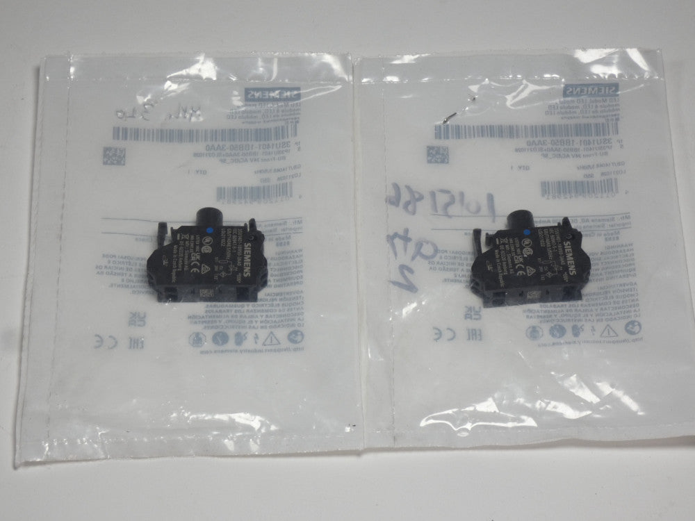 *Lot of 2* Siemens 3SU1401-1BB50-3AA0 Led Light Module 24VAC/DC - NEW Surplus!