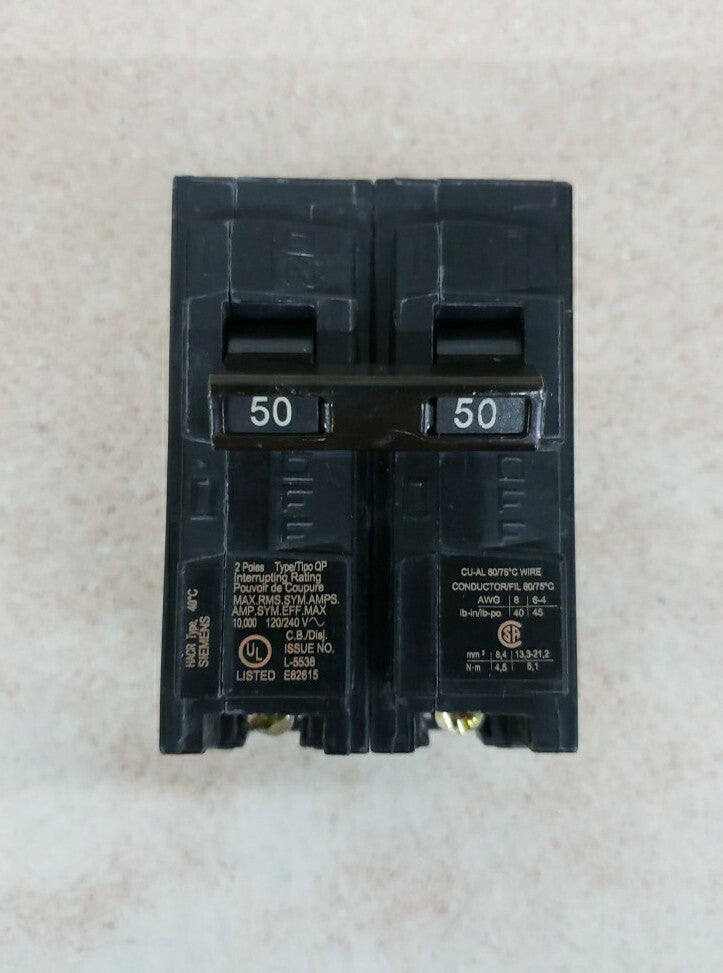 1) New Old Stock! Siemens Q250 2 Pole 50 Amp 120/240VAC Circuit Breaker QP250
