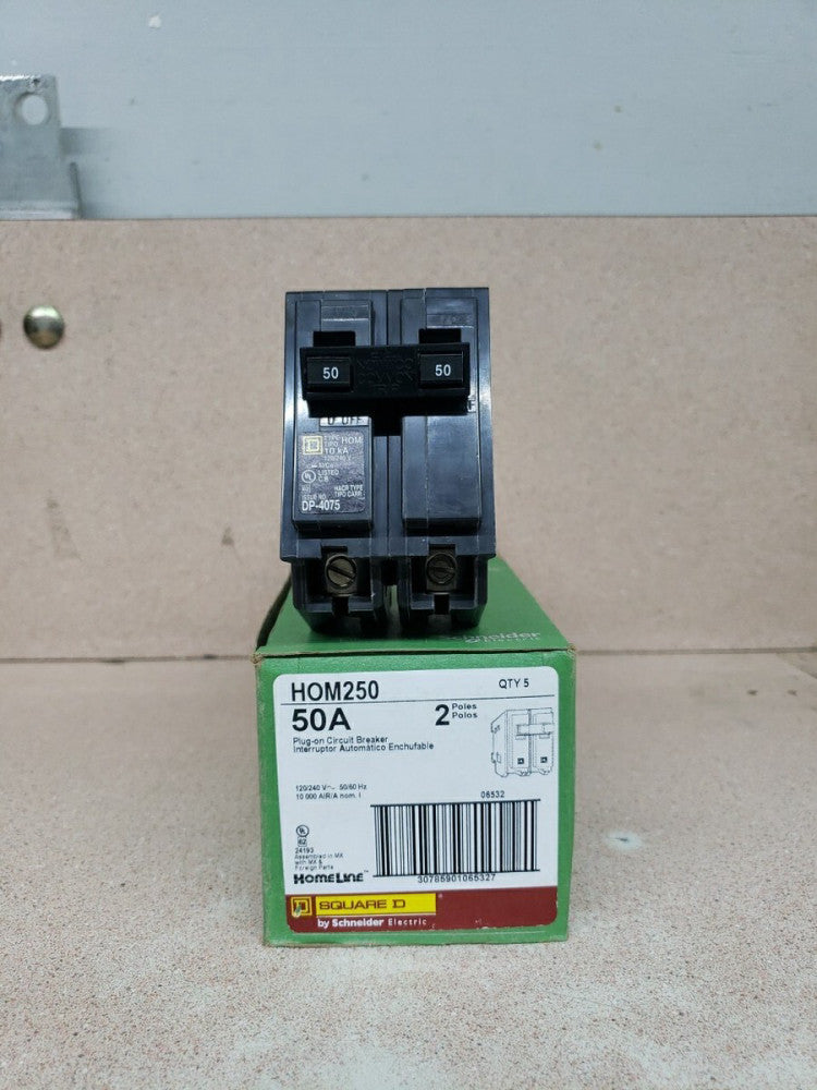 1) New Square D HOM250 2P 50A Circuit Breaker