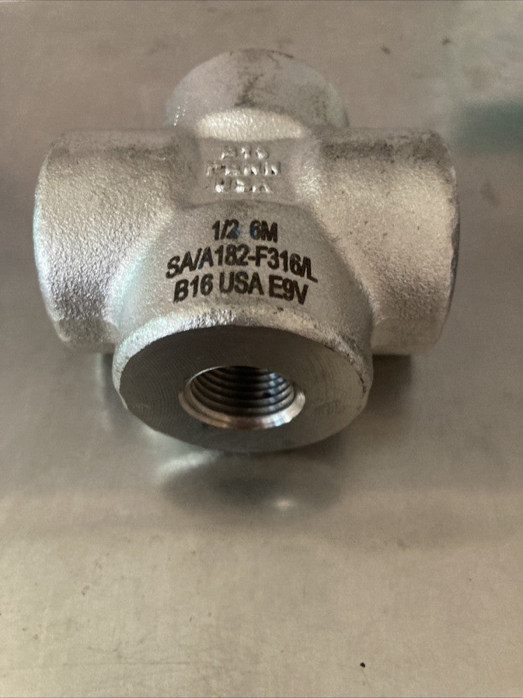PENN USA A/SA182 F316/F316L B16 6M 1/2″ Cross Pipe Stainless Threaded
