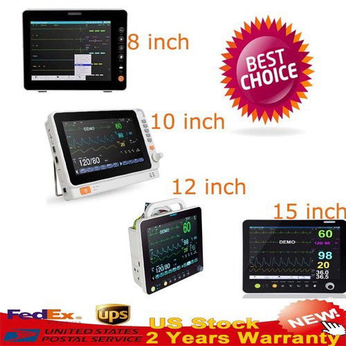 8/10/12/15" TOP Patient Monitor Vital Sign 6 Parameter ECG NIBP SPO2 RESP TEMP 