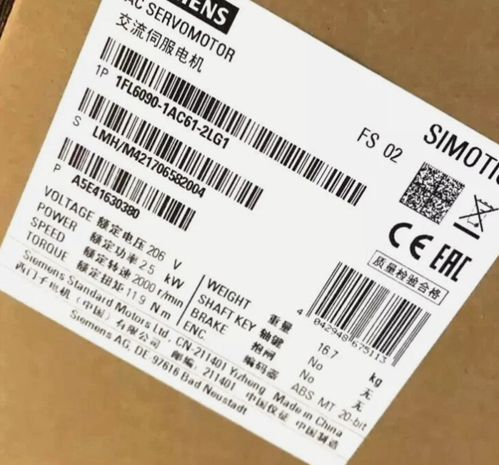 One Brand New SIEMENS Servo Motor 1FL6090-1AC61-2LG1